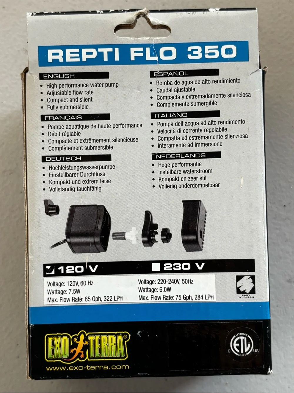 Repti Flo Reptile Terrarium High Performance Circulation Pump 350